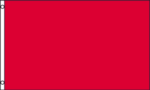 A rectangular panel features a solid bright red surface with two metal grommets on the left side suggesting it is designed for hanging or display in a place such as an event or presentation area